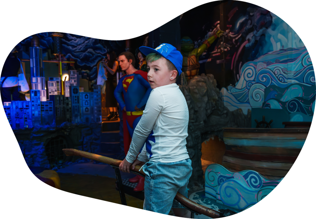 Young boy on a magical broom